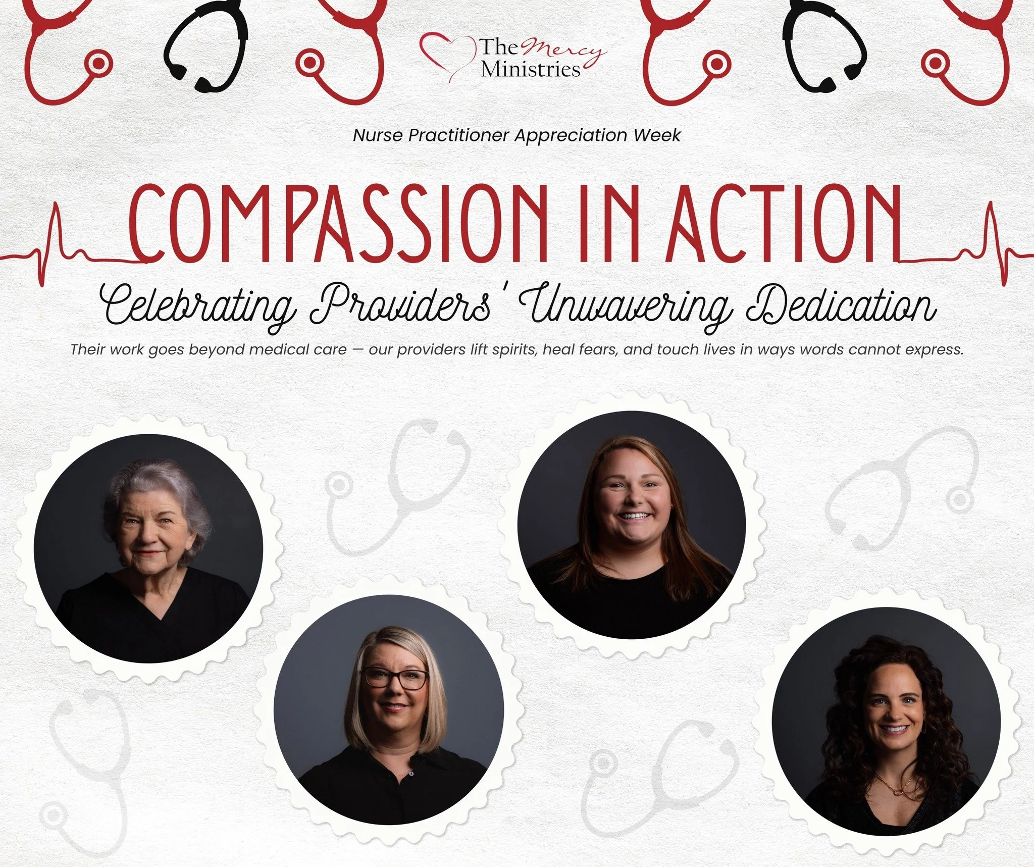 Happy Nurse Practitioner Week! 

This week, we had the joy of celebrating the incredible providers who care so faithfully for our patients. At The Mercy Ministries, we are blessed with three exceptional Nurse Practitioners &mdash; Hazel, Shana, and J