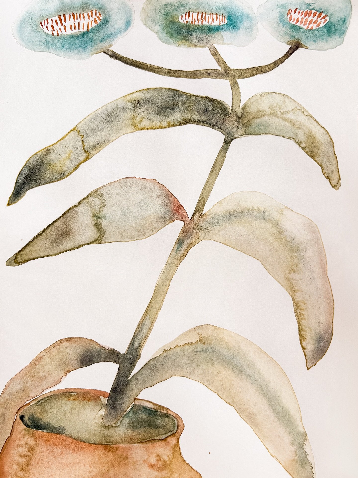 Detail from one of my delicate flowers 🌺 
It still surprises me how the pigments settle and blend once the water dries &mdash; always slightly different, always unexpected ✨

#watercolorart #watercolordetails #modernbotanical #contemporaryart #natur