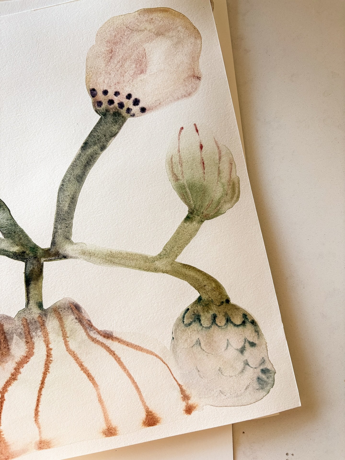 Exploring a new watercolor paper this time &mdash; its texture subtly shifts the flow of pigment, adding a softer, more ethereal quality. The palette is also more muted than usual, and I&rsquo;m loving the delicate mood it creates.

#watercolorart #b