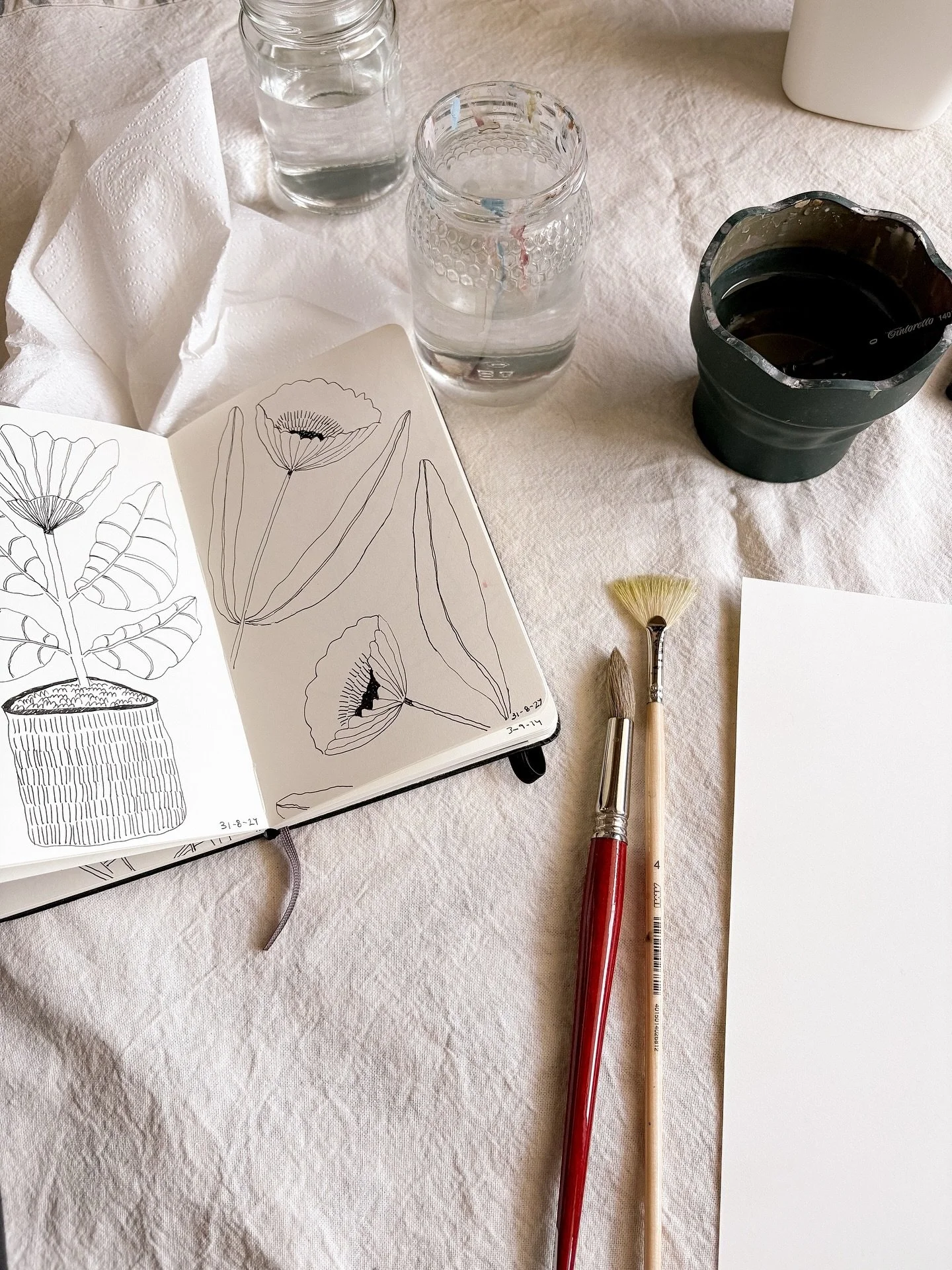 Ideas always show up when I least expect them &mdash; usually when life is messy and I have no time to paint. So they end up here, in my sketchbook. Quick notes, simple lines. Later, when I&rsquo;m staring at a blank page with zero inspiration, these