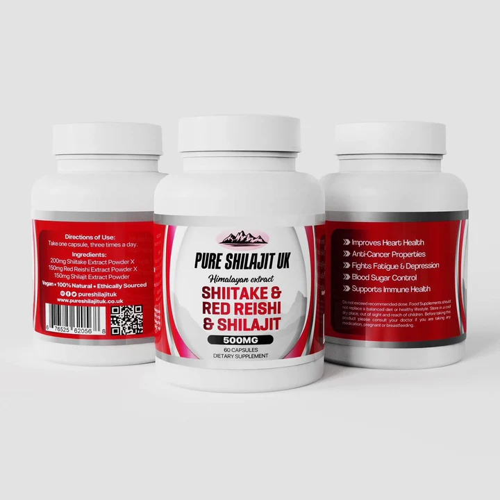 Pure Shilajit UK Extract Capsules - Shiitake & Red Reishi & Shilajit back.png