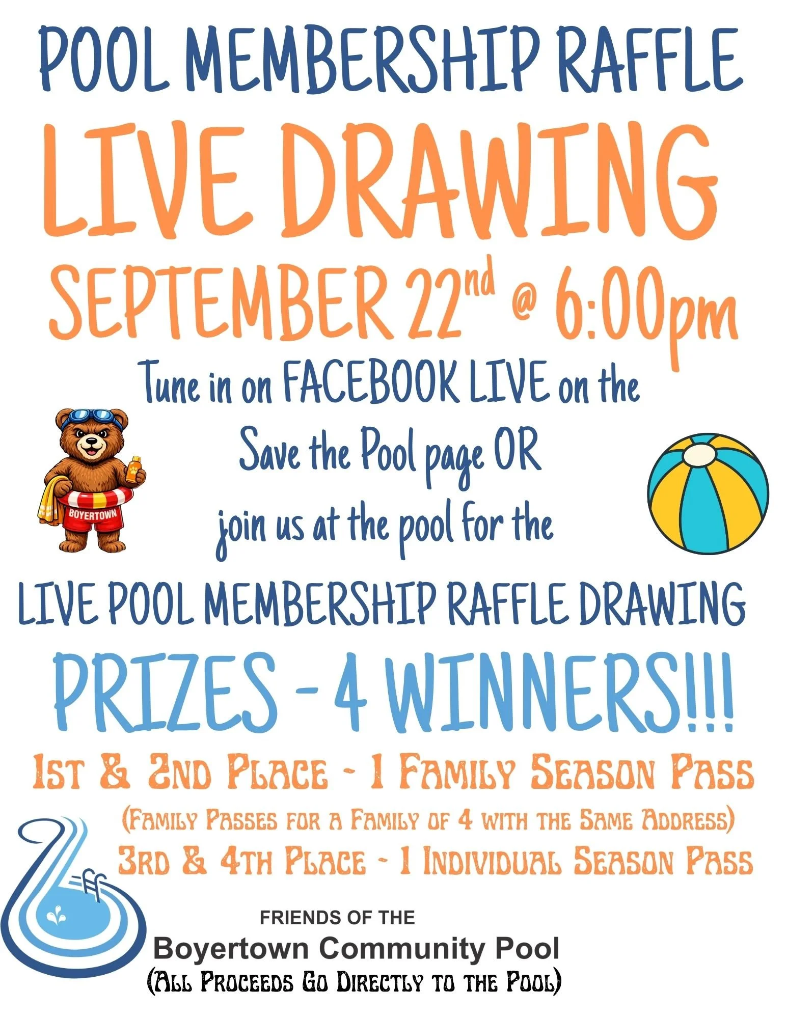 Pool Membership Raffle Drawing LIVE