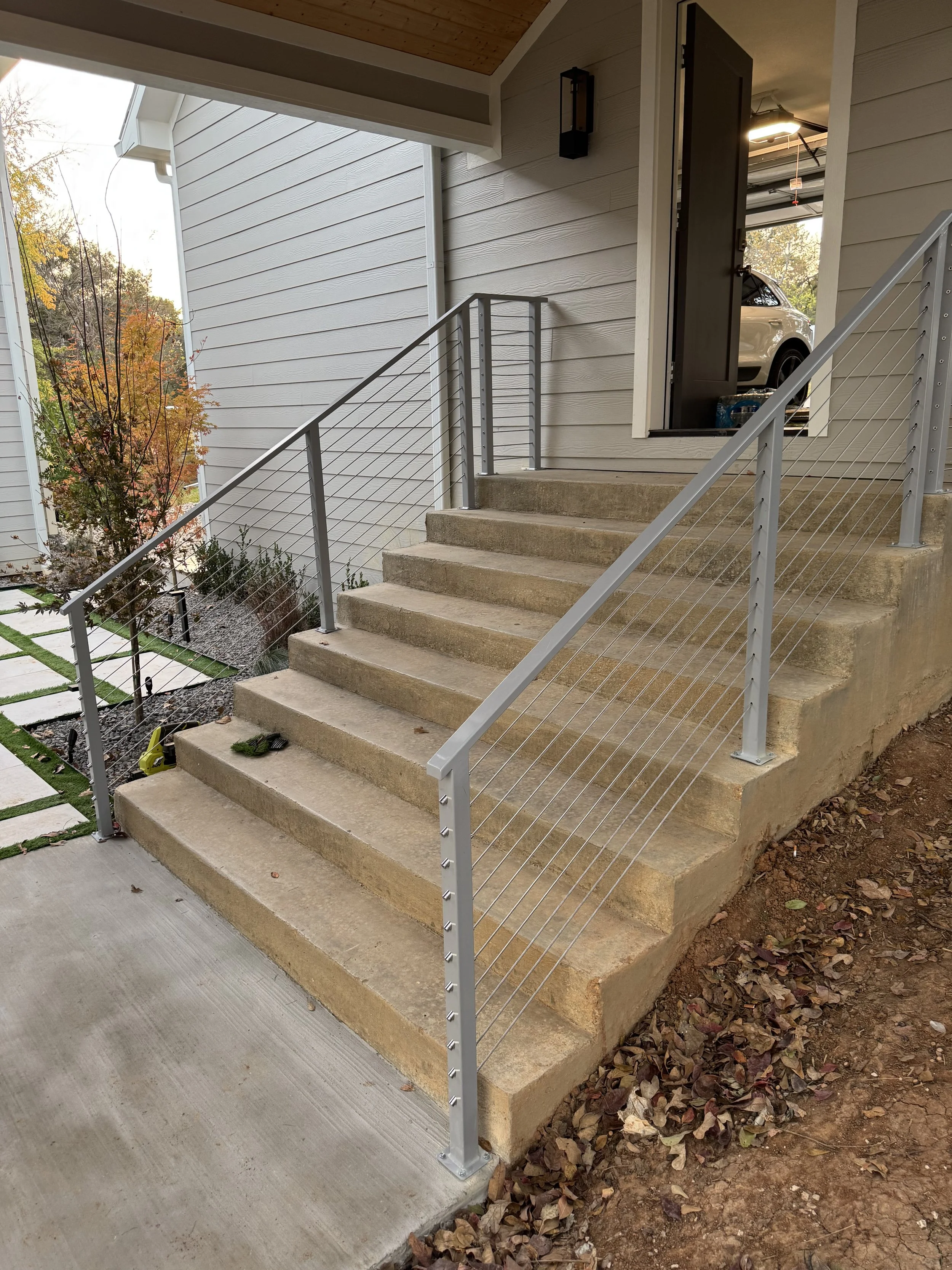 Custom grey cable railing 