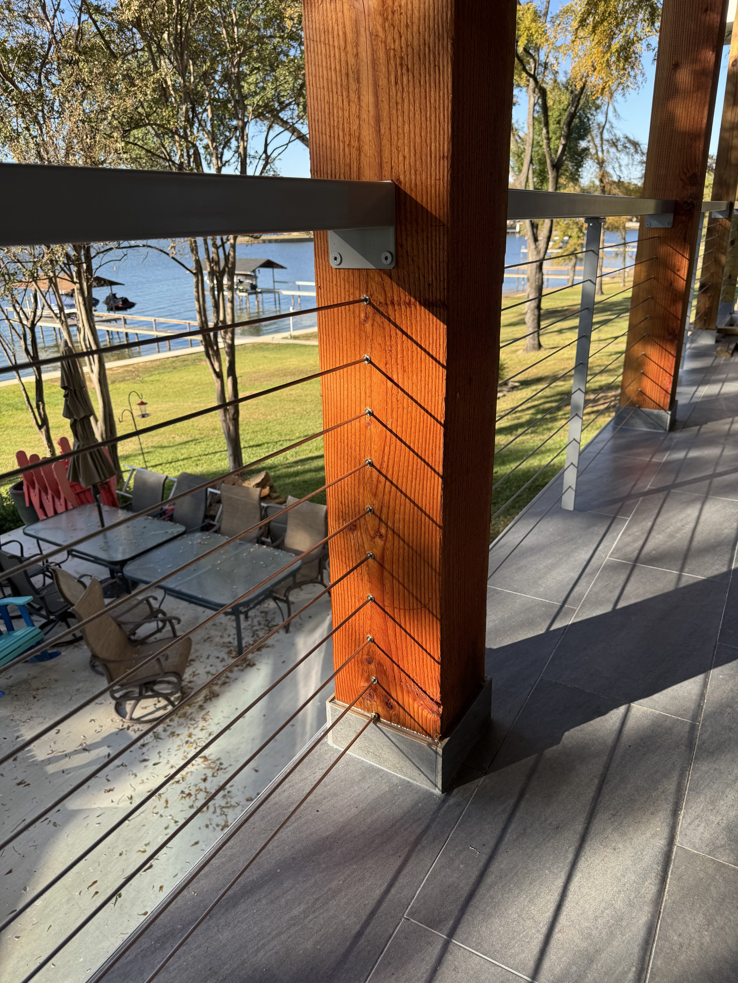 Cable through columns 