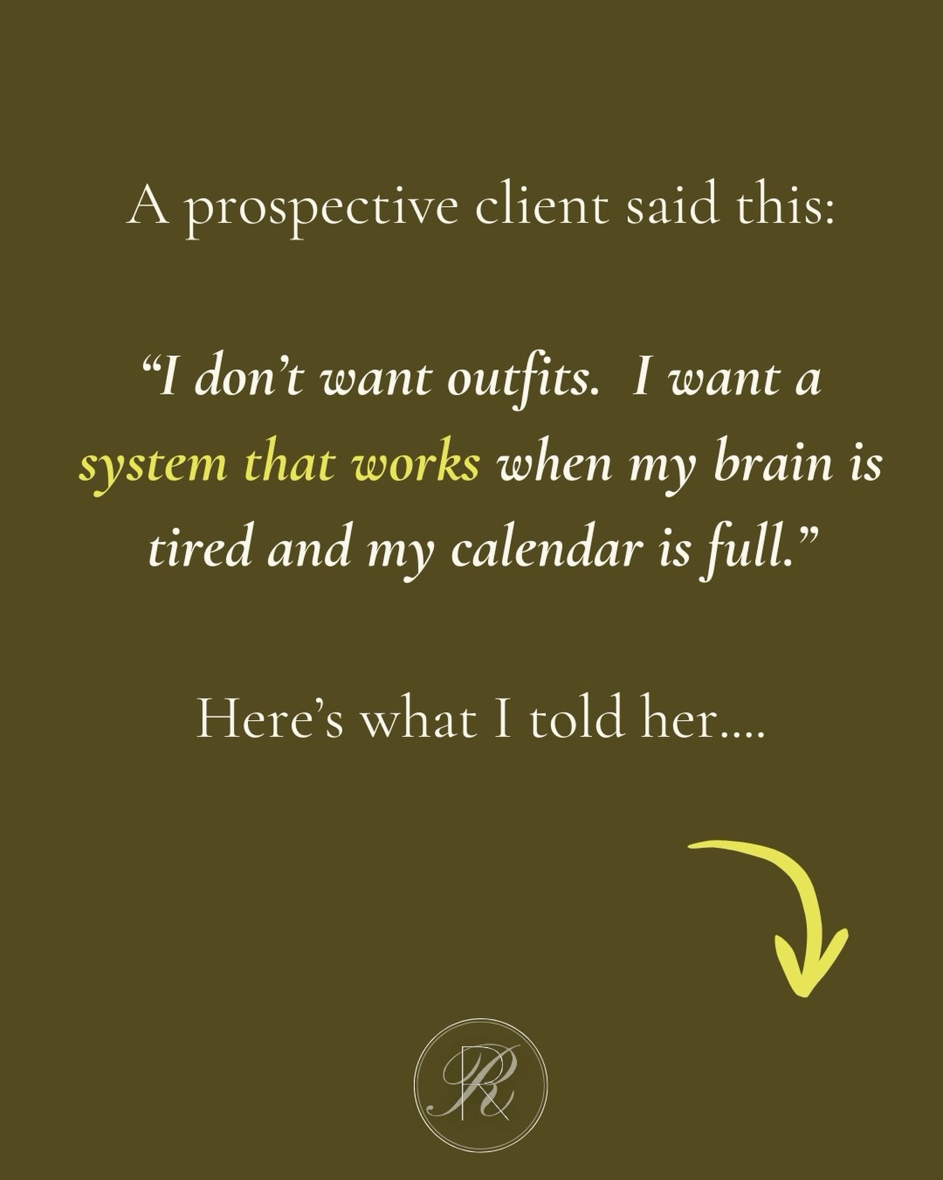 She said it so clearly. &ldquo;I don&rsquo;t want outfits. I want a system that works when my brain is tired and my calendar is full.&rdquo;

And I knew exactly what she meant. By the time you&rsquo;re planning your work week, you&rsquo;ve already ma