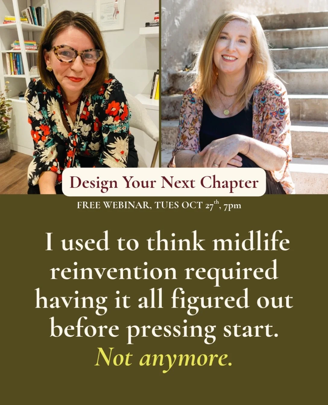 We sometimes make reinvention harder than it needs to be because we believe we need to have the whole chapter figured out before we can begin.&nbsp;&nbsp;

I don&rsquo;t believe that anymore.

When @coachlisamurphy and I decided to pivot careers in o