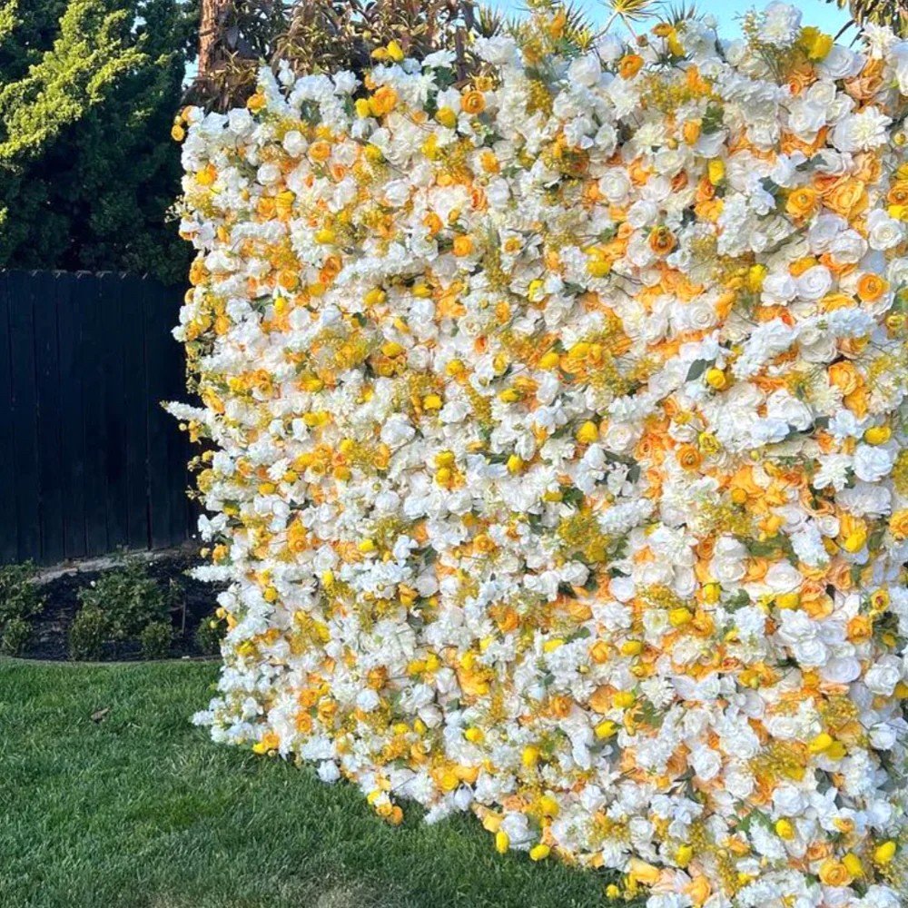Wall Name: Yellow &amp; White Wild Rose Premium Flower Wall - 123
Size: 8x8ft / 2 pieces
Commercial Grade | Triple Thick Cloth Backing | Velcro + Ties
Set-Up/Tear-Down in Under 30 Minutes ⏱
FREE SHIPPING WORLDWIDE 📦
Visit our Website 👉🏼 WWW.FLOWER