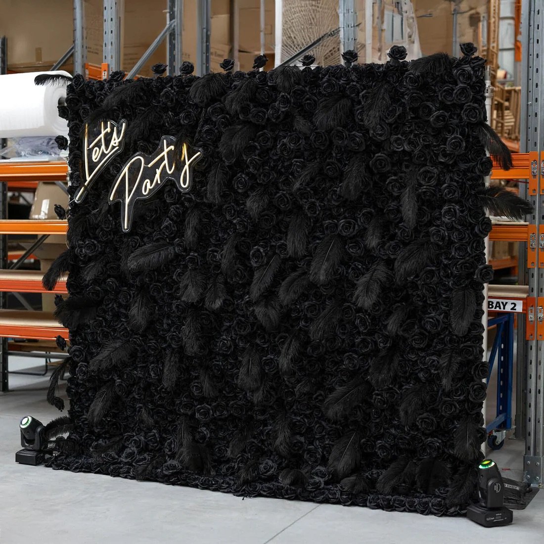 Black Wild Rose Feather Wall - 026