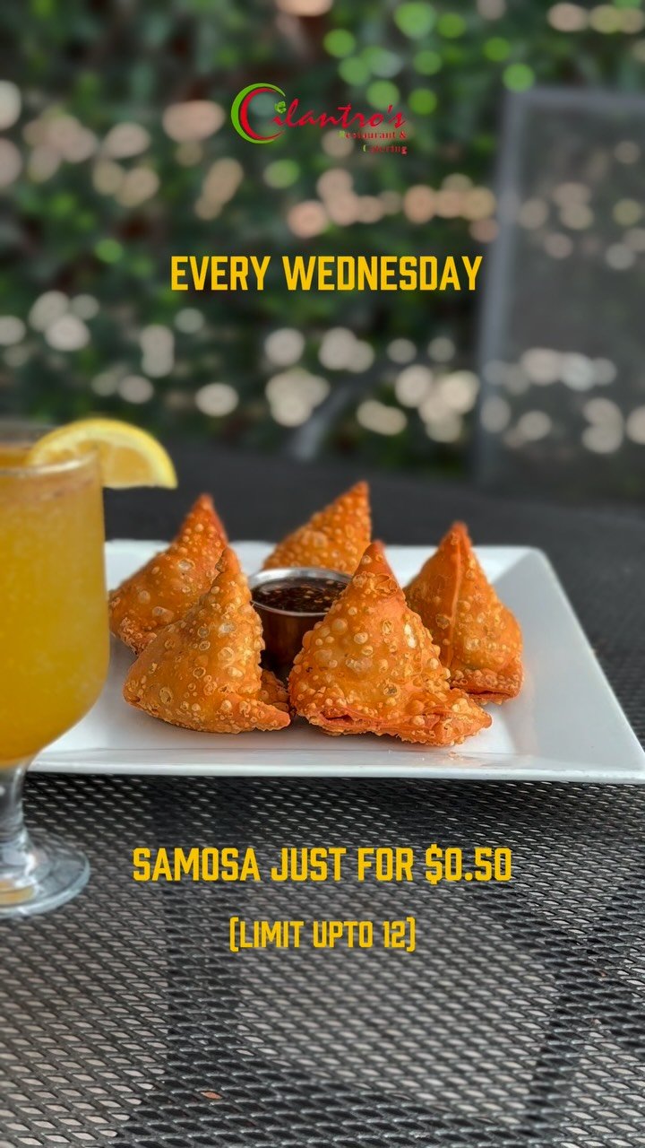 Every Wednesday 🔥
Get Samosa for just $0.50
(Limit upto 12)
One of the hottest deal from Cilantro’s !😋
Visit us today!
@cilantrosportage
@cilantrosbridgwater
#winnipeg #indianfood #canada #winnipeglocal #wpgeats #wpgoftheday #winnipegb