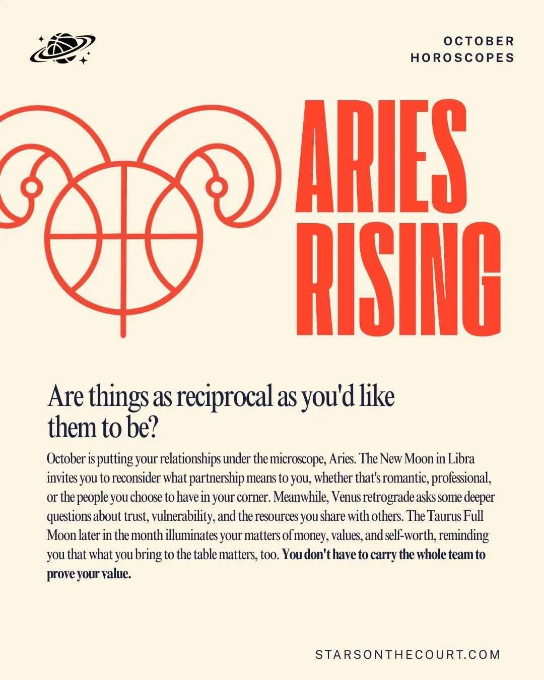 October Horoscopes for all you Fire Risings 🔥🏀🌙

#wbb #aries #leo #sagittarius #sportsastrology