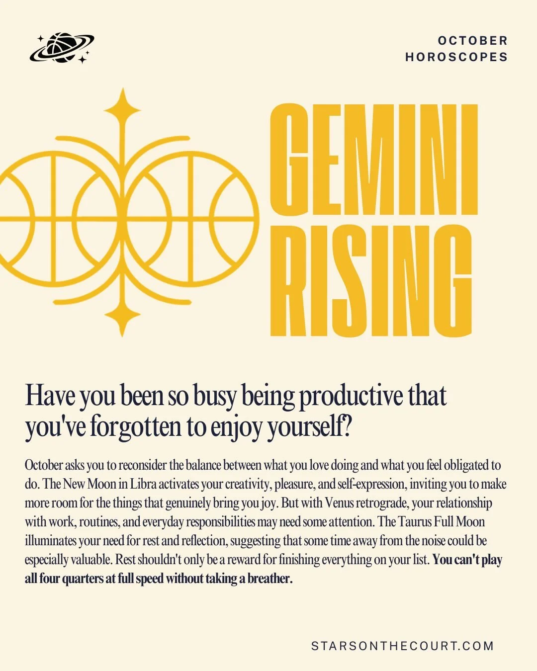 October horoscopes for each Air Rising sign! 💡 🏀 ☀️ 

#wbb #sportsastrology #gemini #libra #aquarius