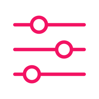 Three horizontal pink sliders with circular knobs on a dark background.