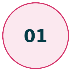 Number 01 inside a pink-bordered circle with a light pink background.