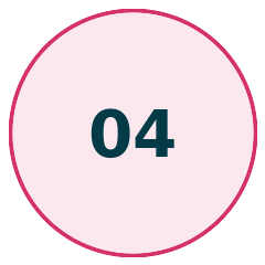 A pink circle with a dark pink border and the number 04 in the center