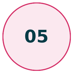 Number 05 inside a pink circle with a white background