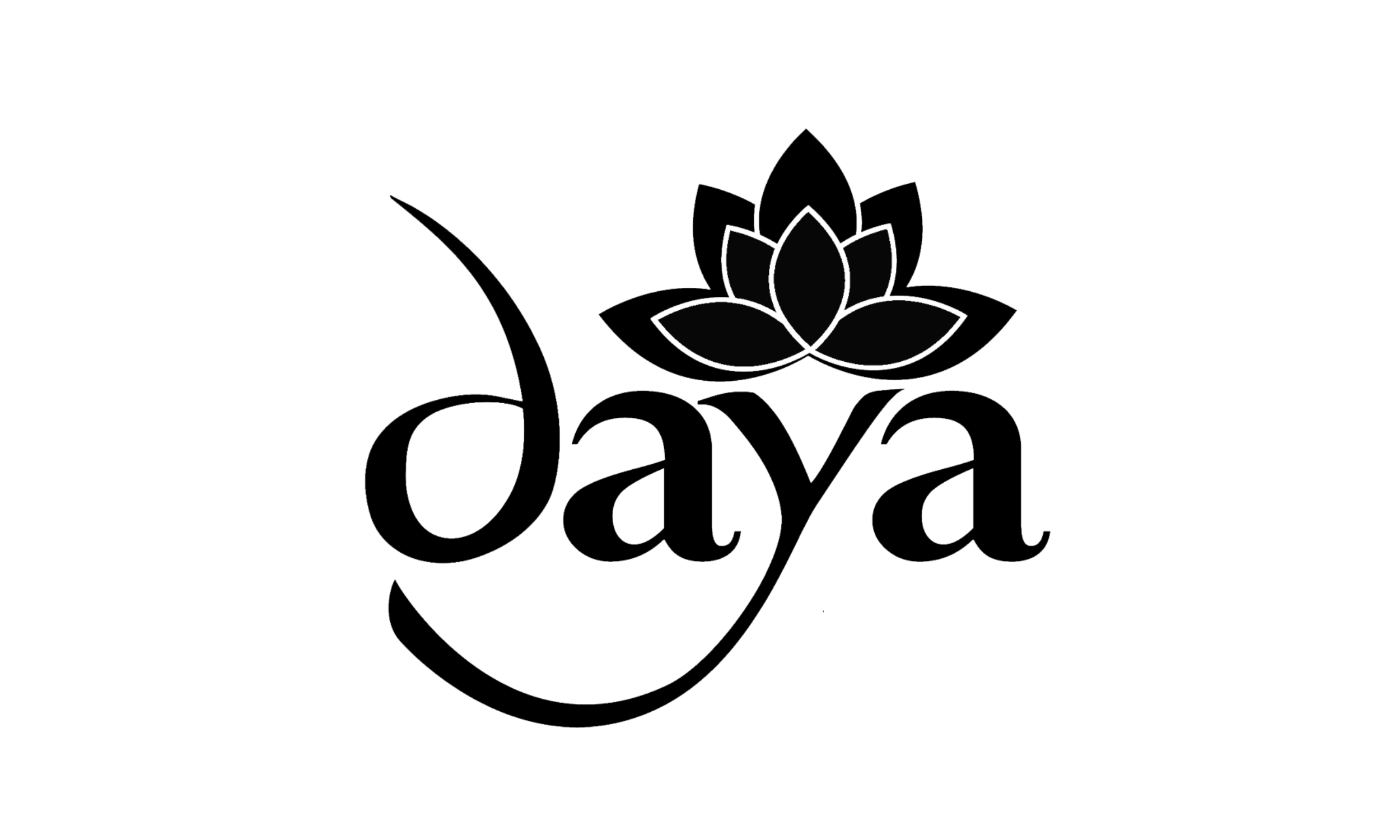 A logo with the word 'daya' in lowercase, stylized font, next to a lotus flower graphic.