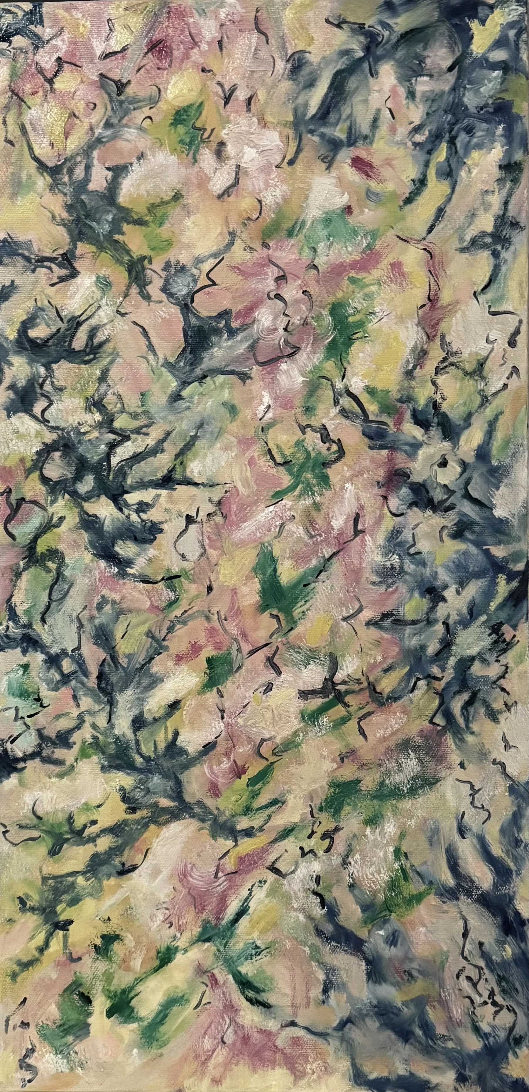 Pond, Edges of Spring. Oil on canvas. 24x12.