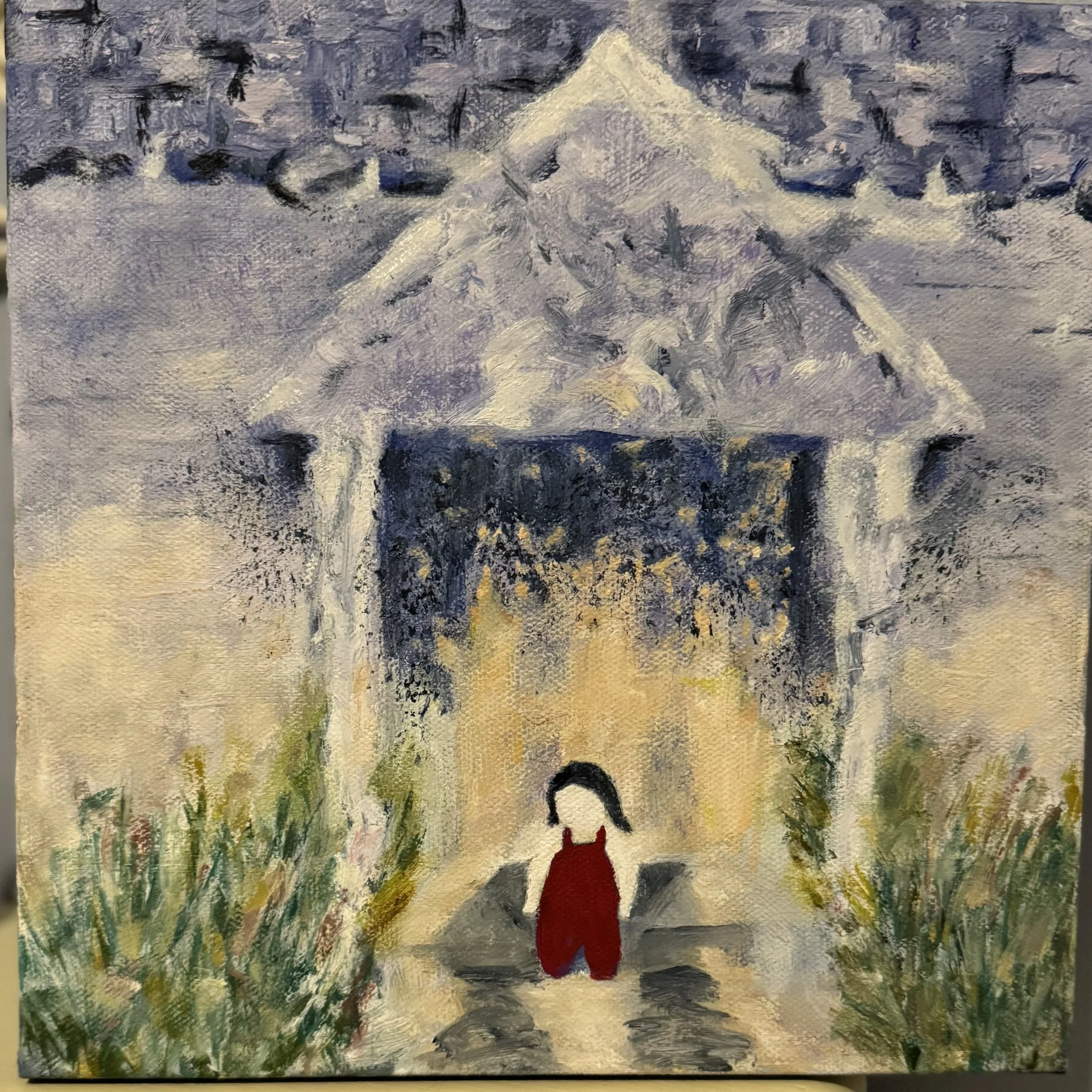 Night Falls (Self Portrait). Oil on canvas, 10x10