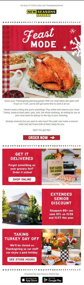 An example of a turkey reservation email