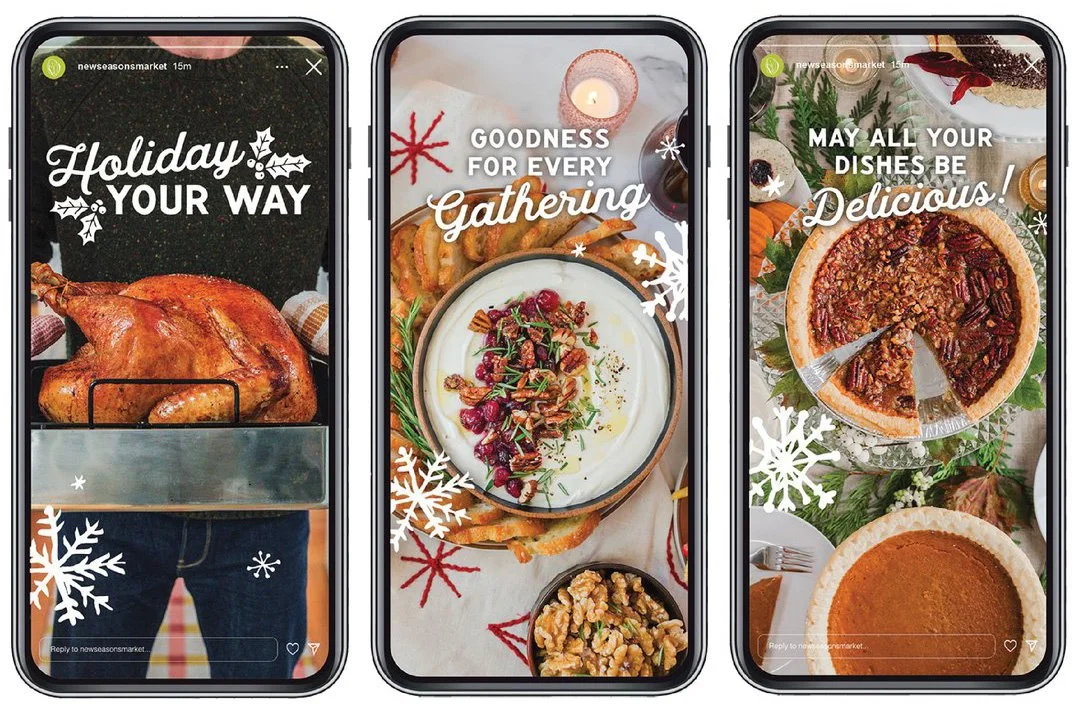 Phone mock-ups of the November holiday instagram story