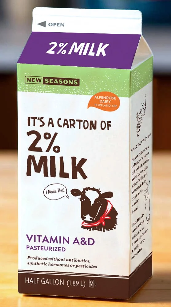 Image of 1/2 gallon 2% milk, first iteration of design