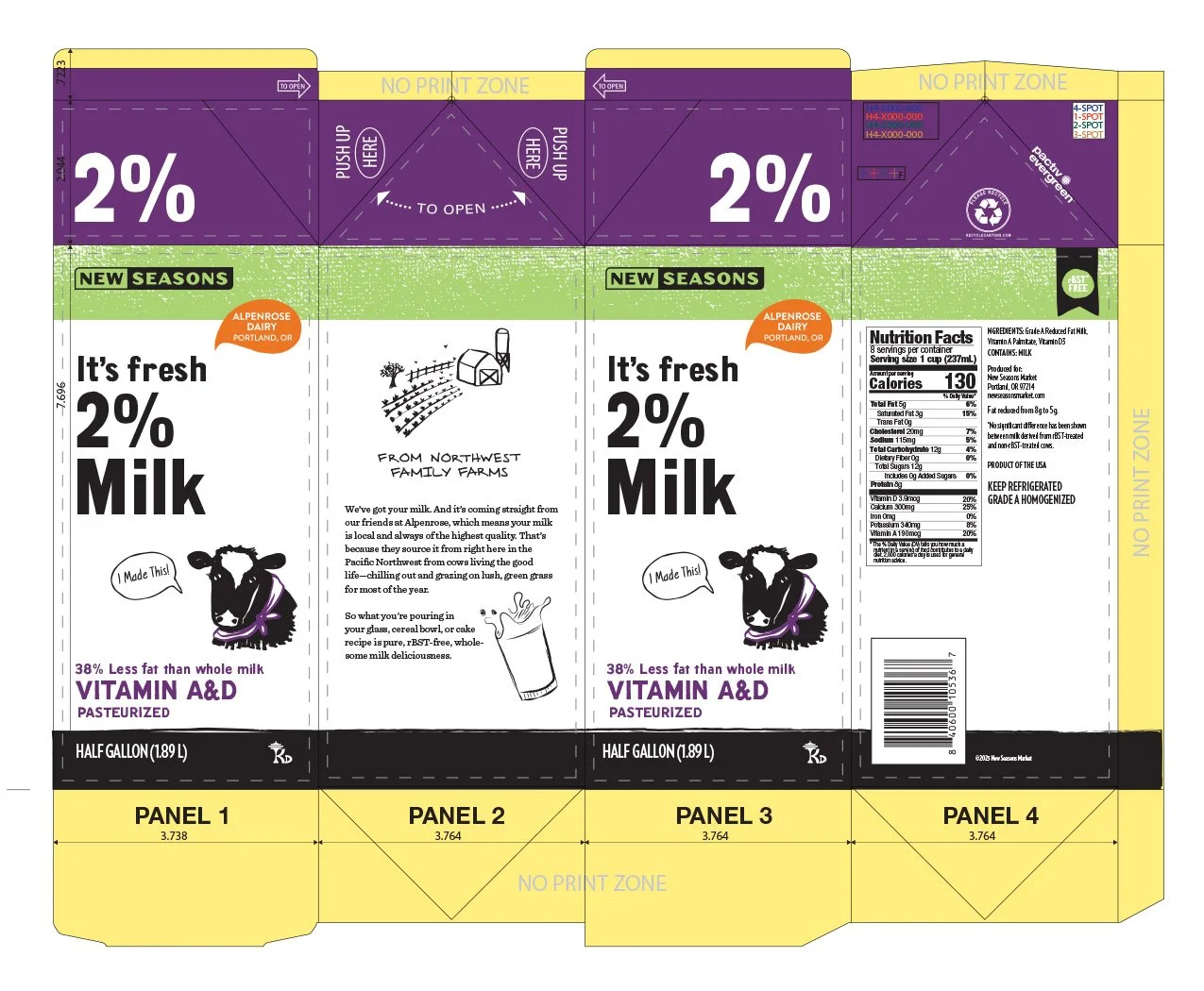 Image of 2% milk artwork, on dieline