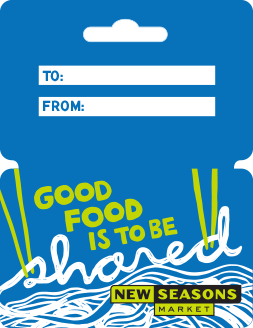 Image of printed good food is to be shared gift card