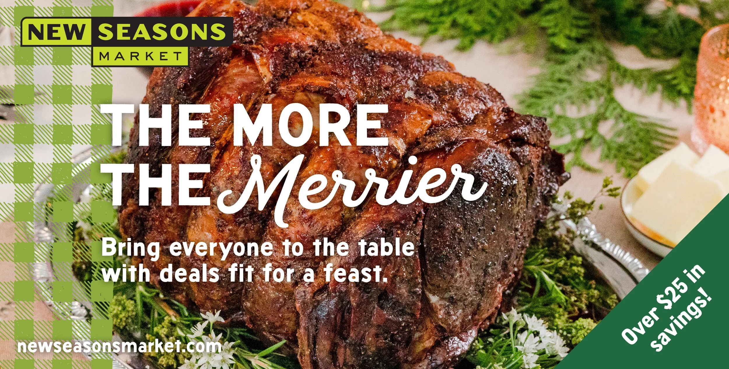 Front of the December mailer, a cooked rib roast