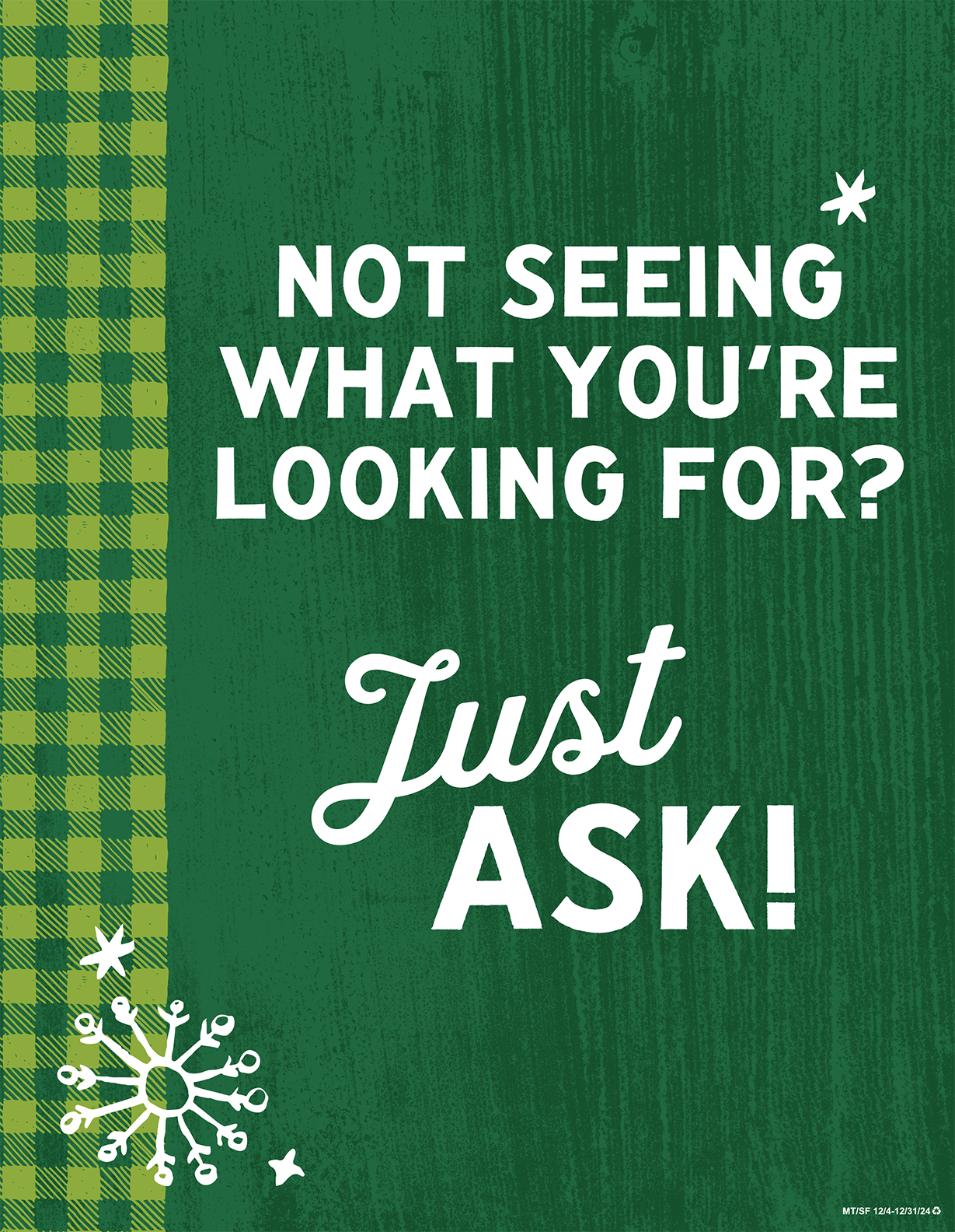 In-store sign for a countertop