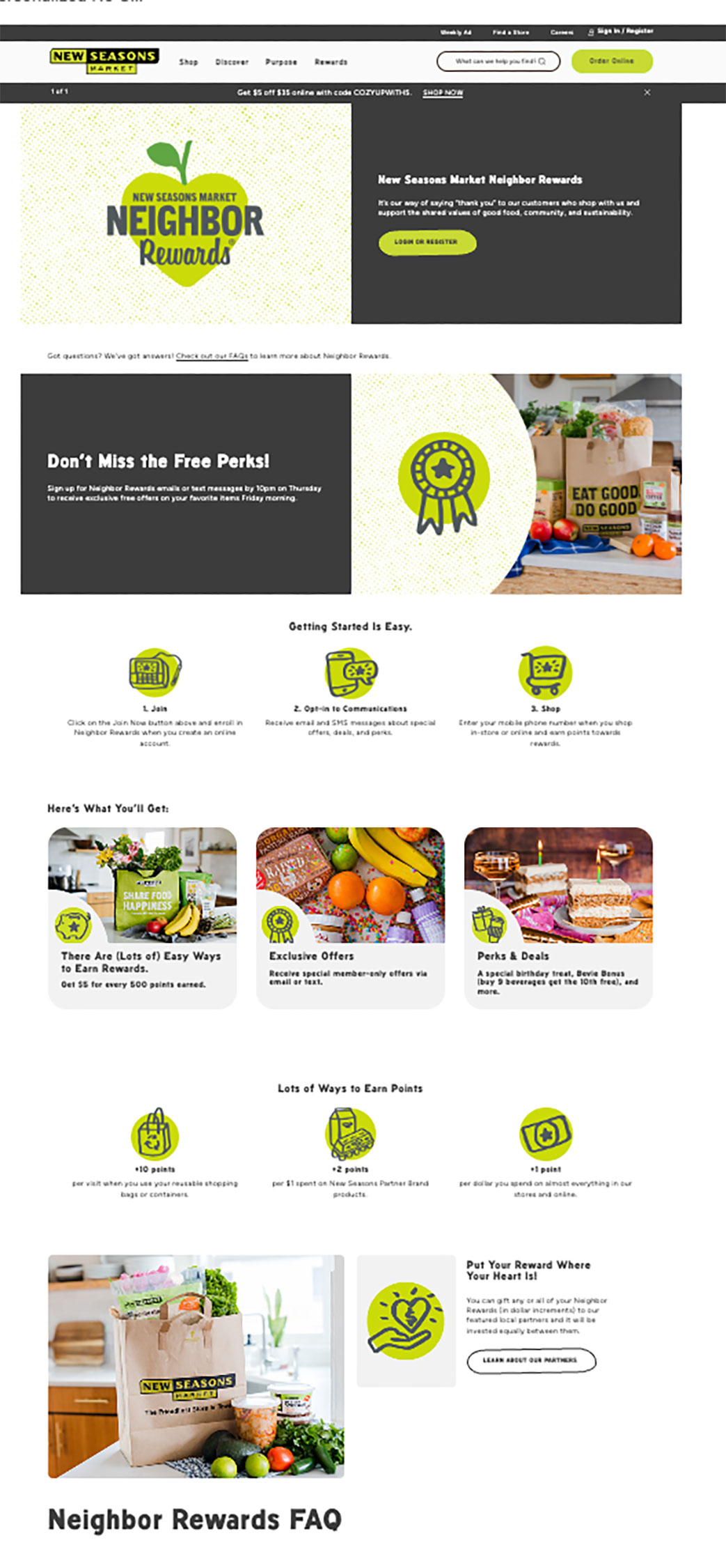 Image of new loyalty program landing page