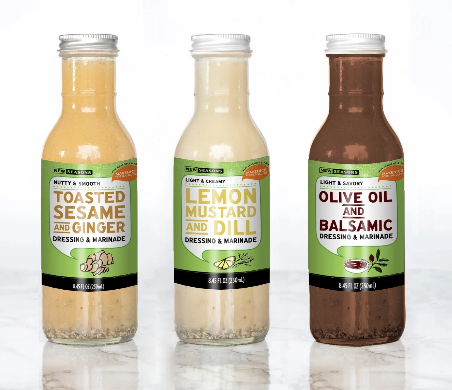 Image of salad dressings, second iteration of design
