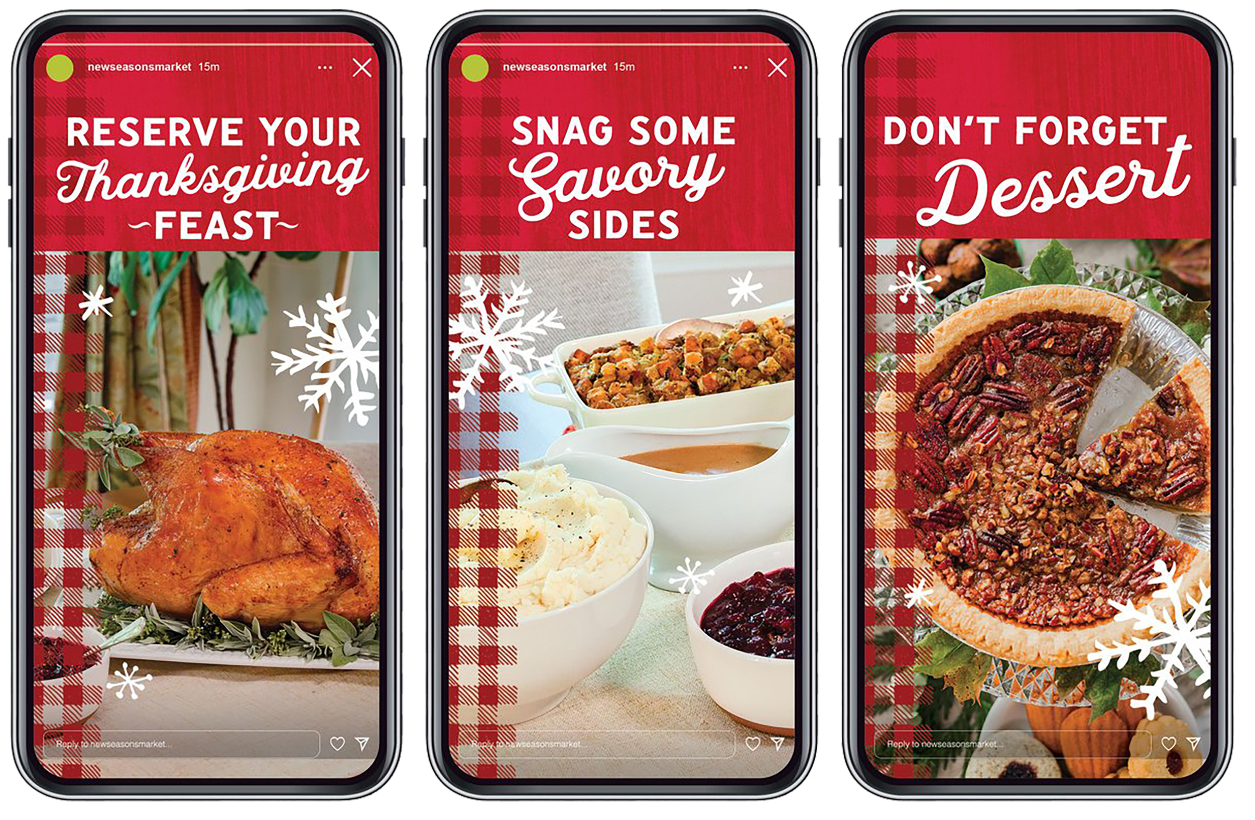 Phone mock-ups of the November reservations instagram story