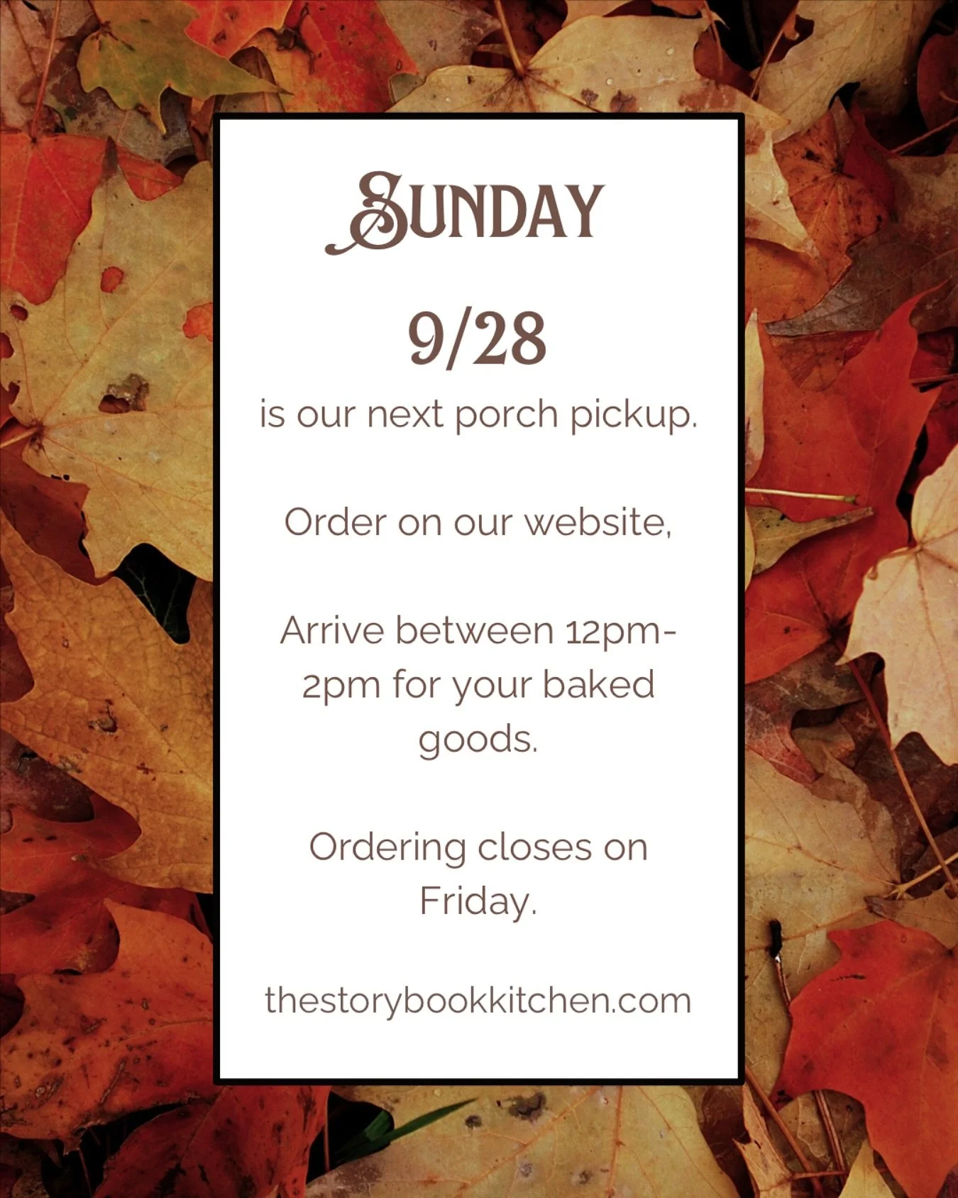 🍁 Autumn is here! It&rsquo;s our favorite season of the year. Porch Pickup is on Sunday, September 28. Preorder today to make next week extra cozy. 🧡
