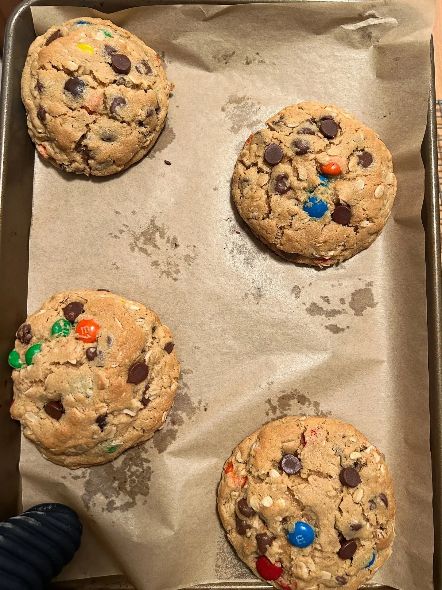 A new addition is gracing our fall menu; Monster Cookies. Chewy oatmeal peanut butter cookies with semi sweet chocolate chips and m&amp;ms throughout. Topped with a bit of flaky salt makes this a delicious fall treat.