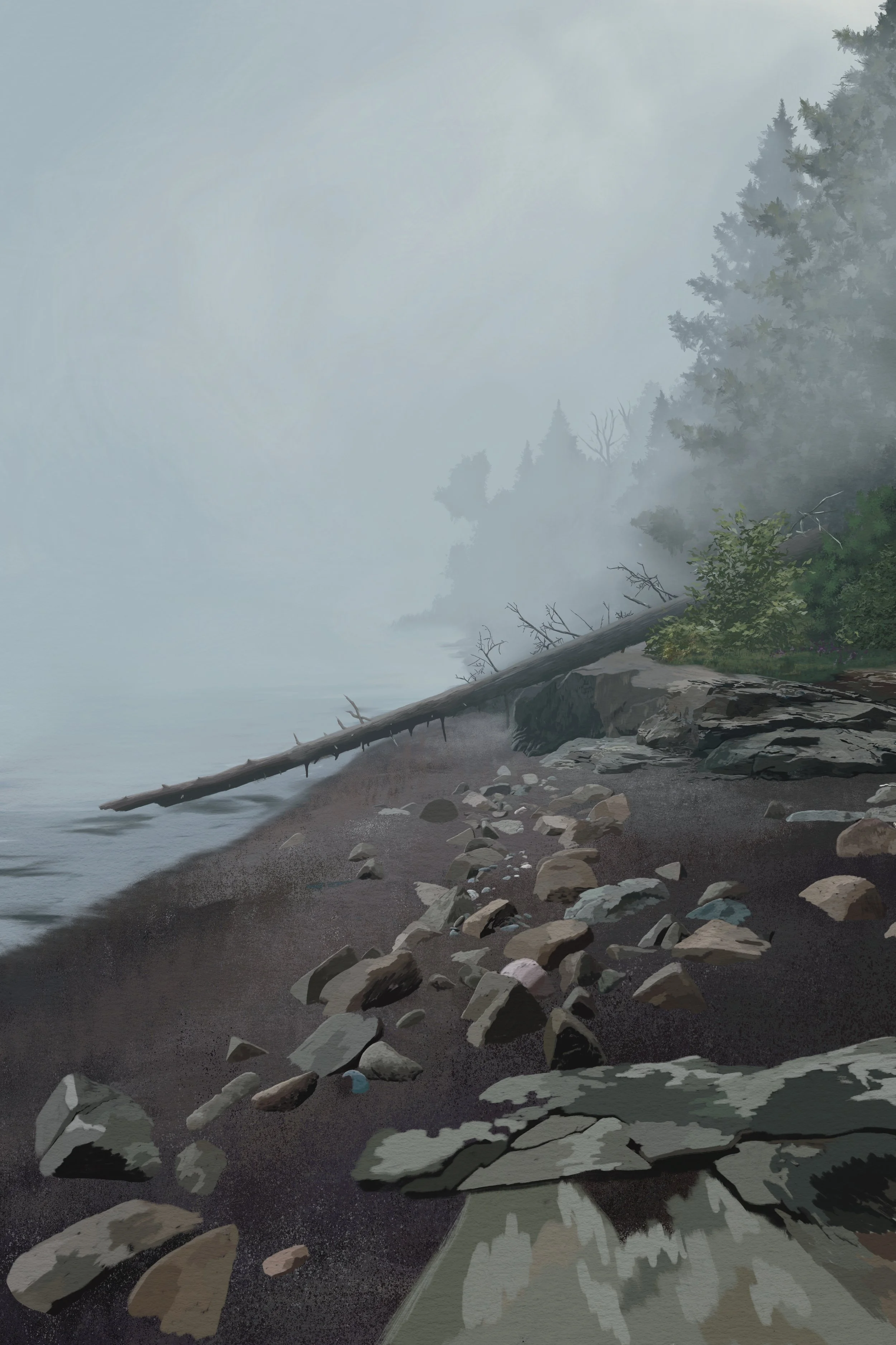 'Collecting Rocks'
digital painting, 24" x 16", 2025