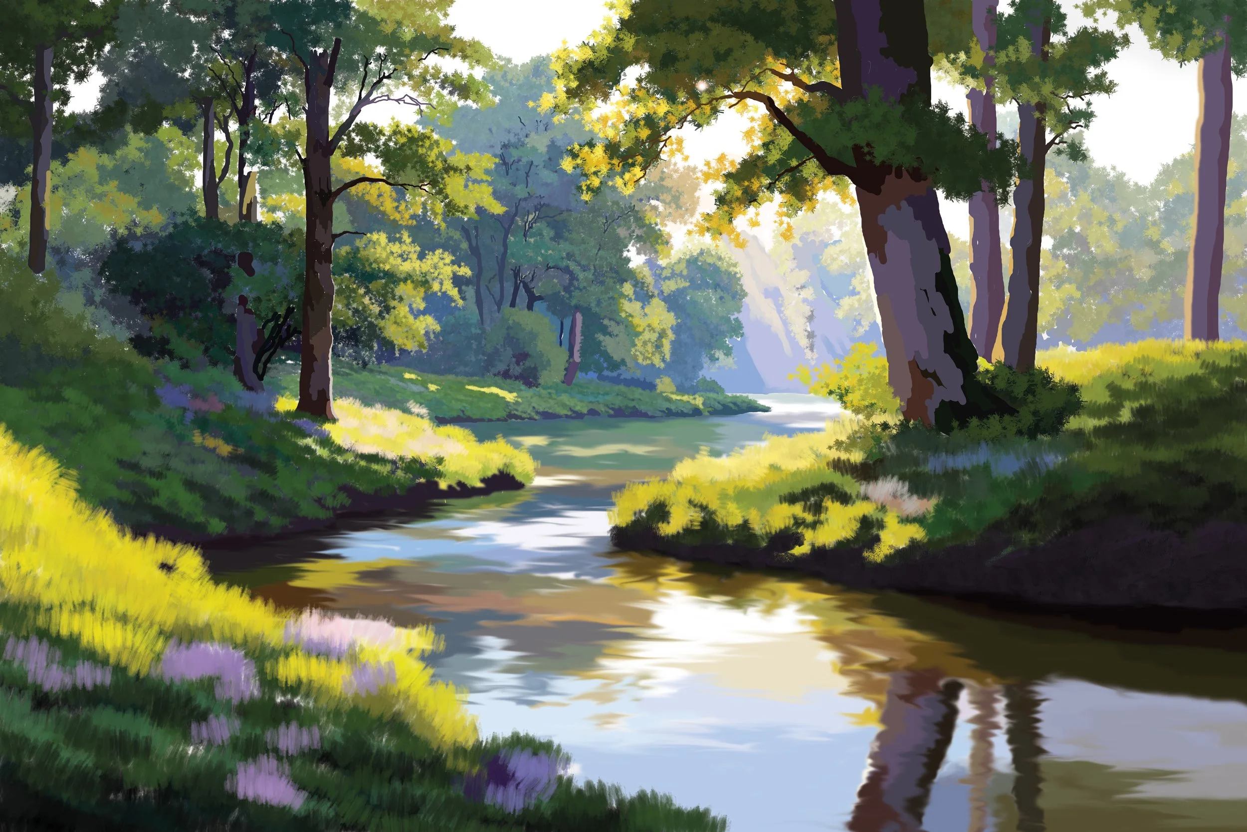 'Sunday Swim - Color Study',
digital painting, 24" x 16", 2025