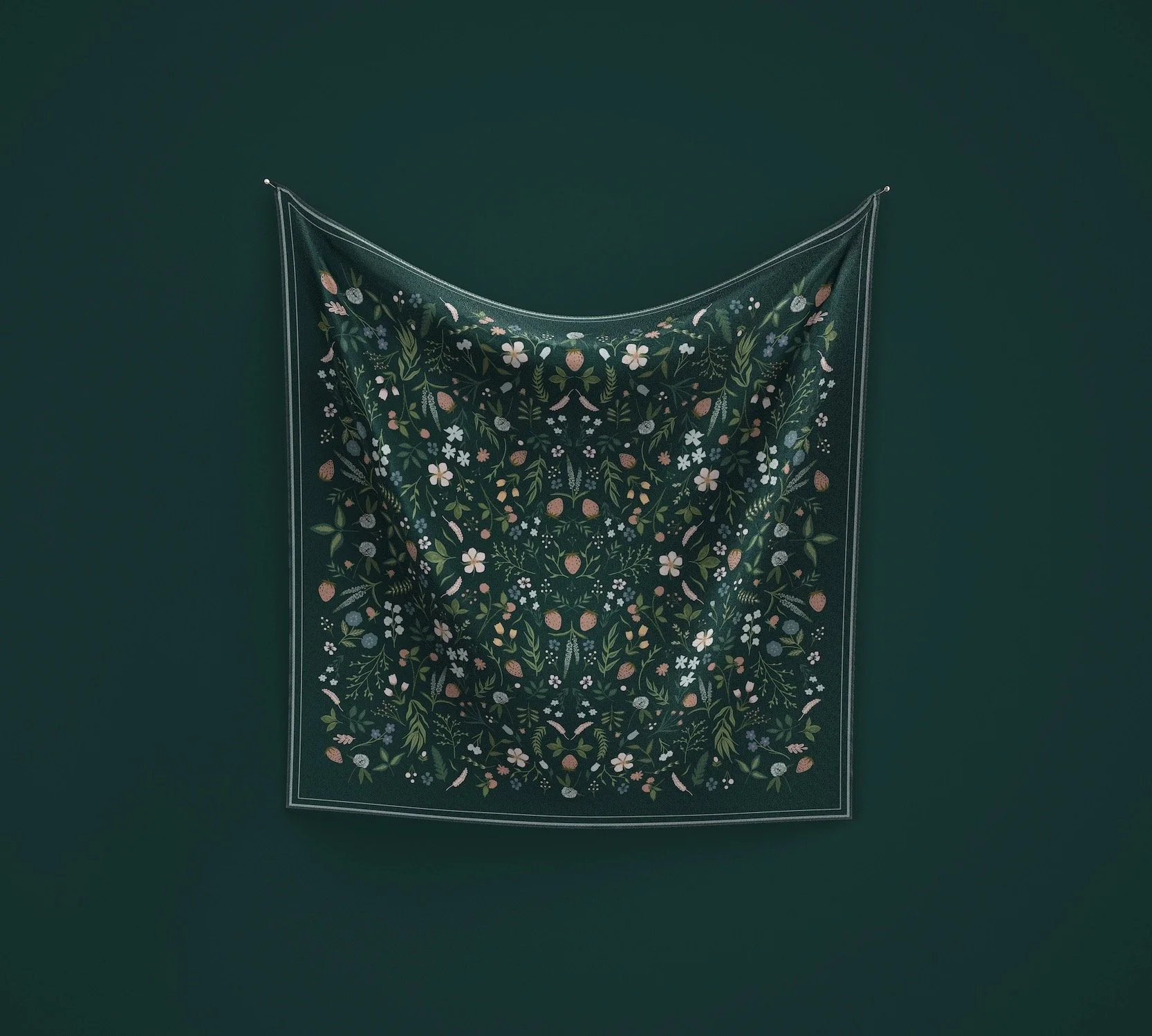 Berry Botanical Silk Scarf