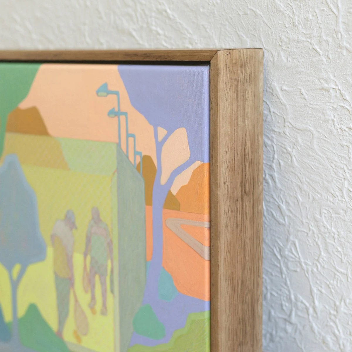 'Tennis', 2025, 43cm x 43cm, Vinyl Paint, Acrylic, Wax Pencil on Canvas, Flooded Gum Frame