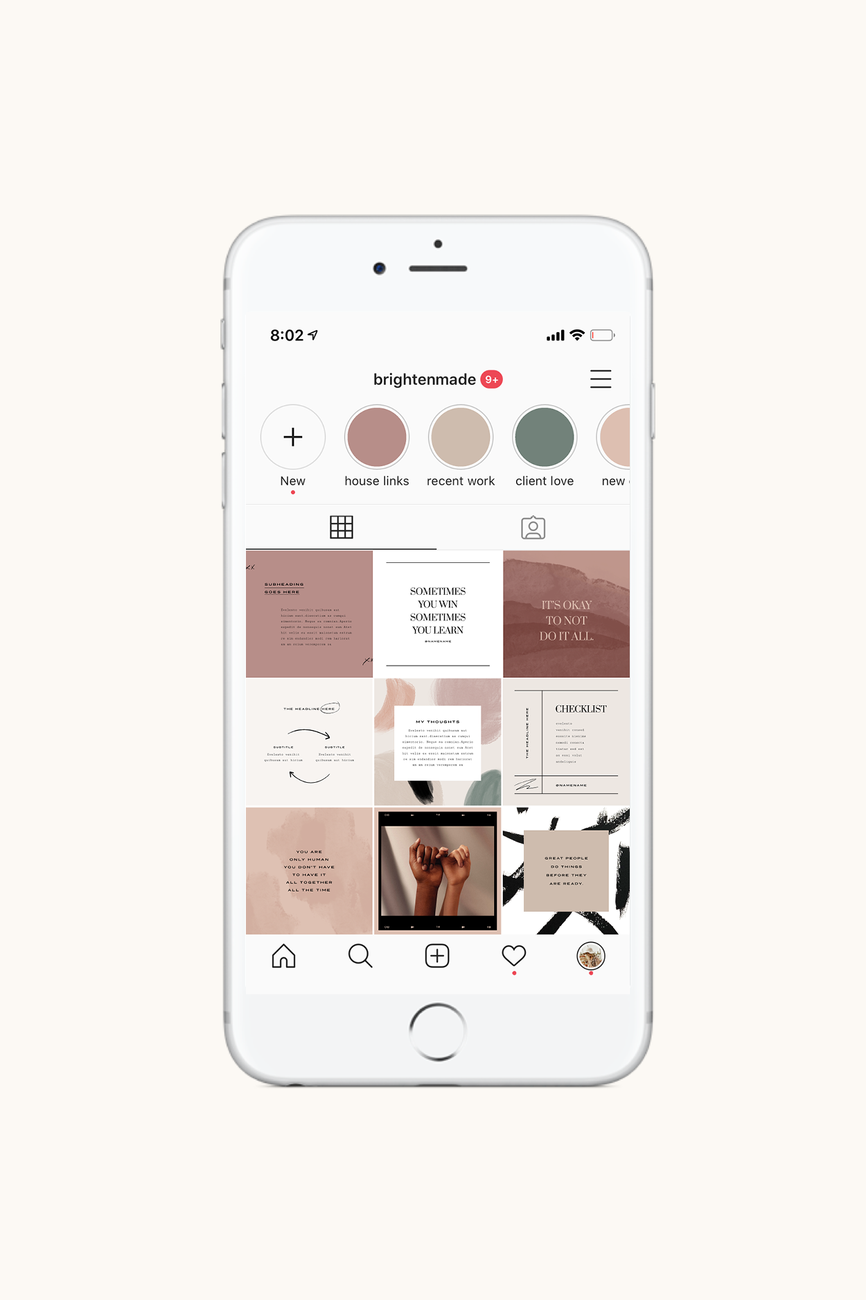 aesthetically pleasing Instagram feed with minimal clean and modern look