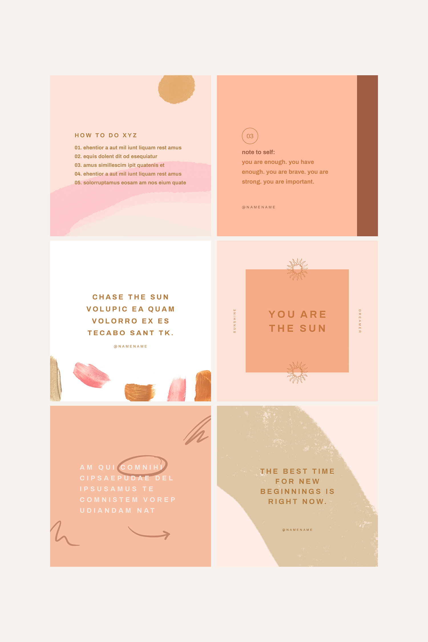 Boho Pinks and Browns Instagram Template Designs
