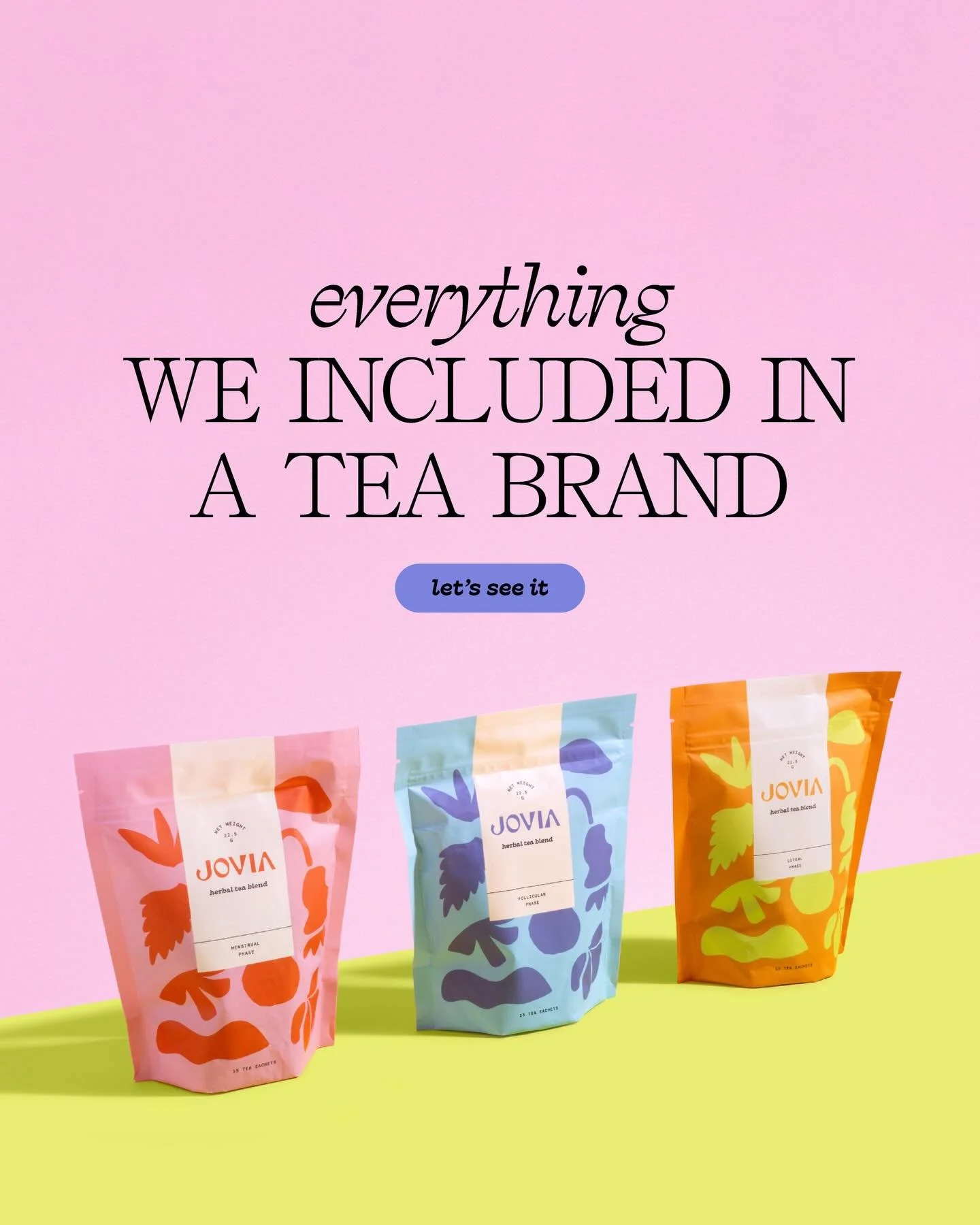 The most colorful, fun and playful tea brand designed to help women balance their hormones. Here&rsquo;s everyyyyythinggg my team and I put into the @meetjovia brand. 

Swipe to see the full breakdown 🌸☕️

Of course the best photos by @clarajonespho