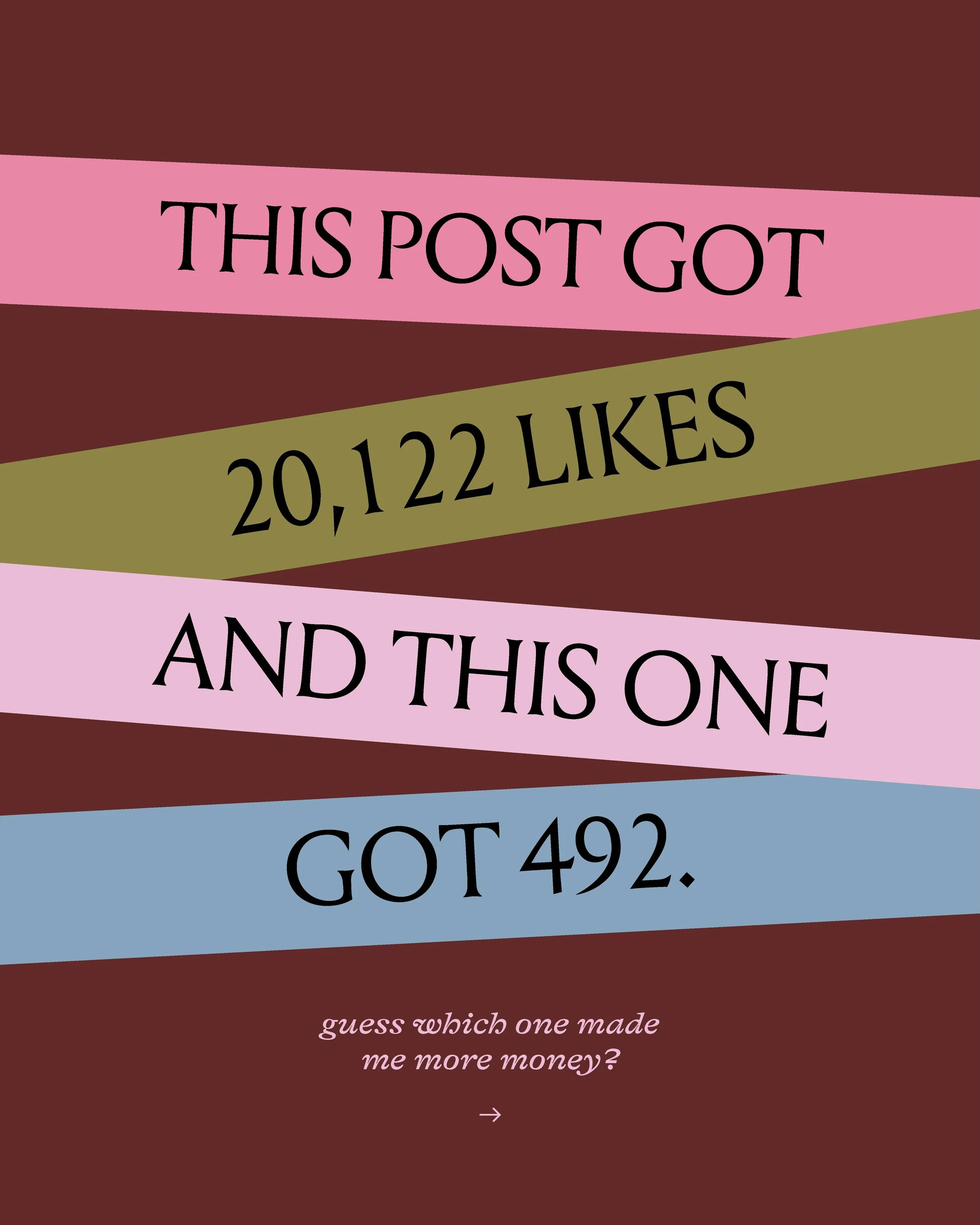Sometimes the posts that &ldquo;flop&rdquo; are the ones that actually impact my bottom line. 

Going viral can make us feel accomplished but the posts that are viral worthy aren&rsquo;t often what I&rsquo;m directly selling. 

Because some of the bi
