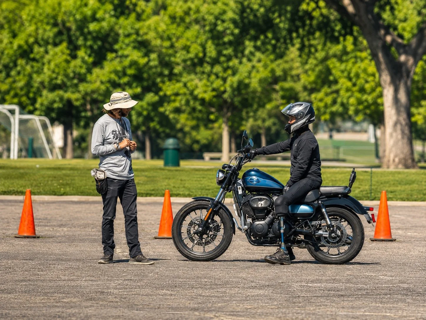 RiderCoach providing one-on-one motorcycle instruction