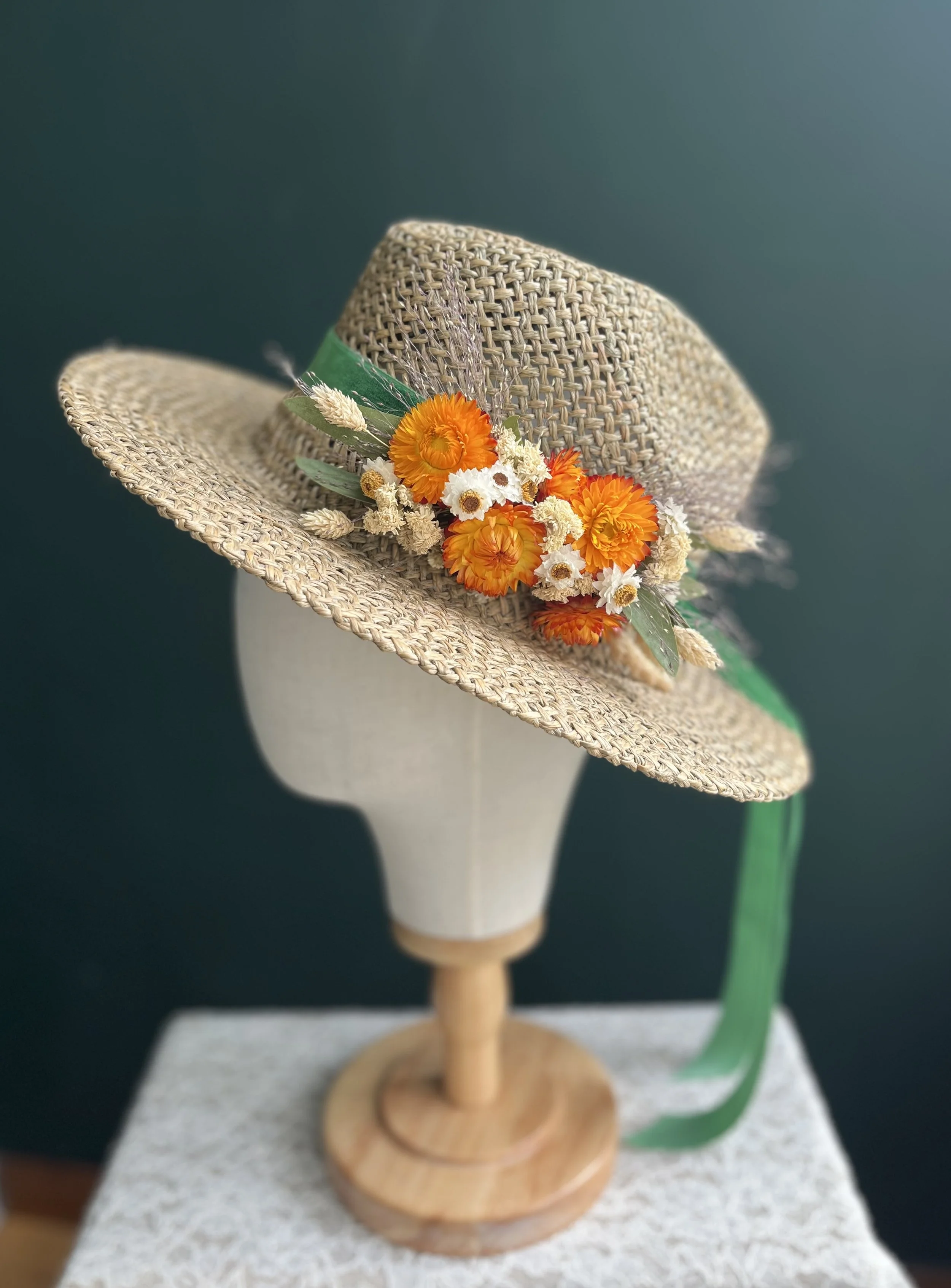 Dried Flower Ribbon Decoration for Hat