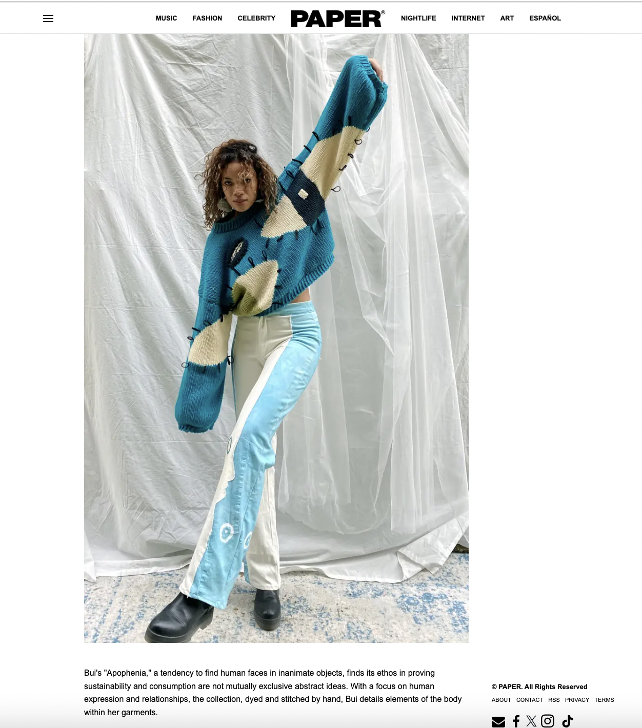 APOPHENIAC look featured in PAPER, 2021