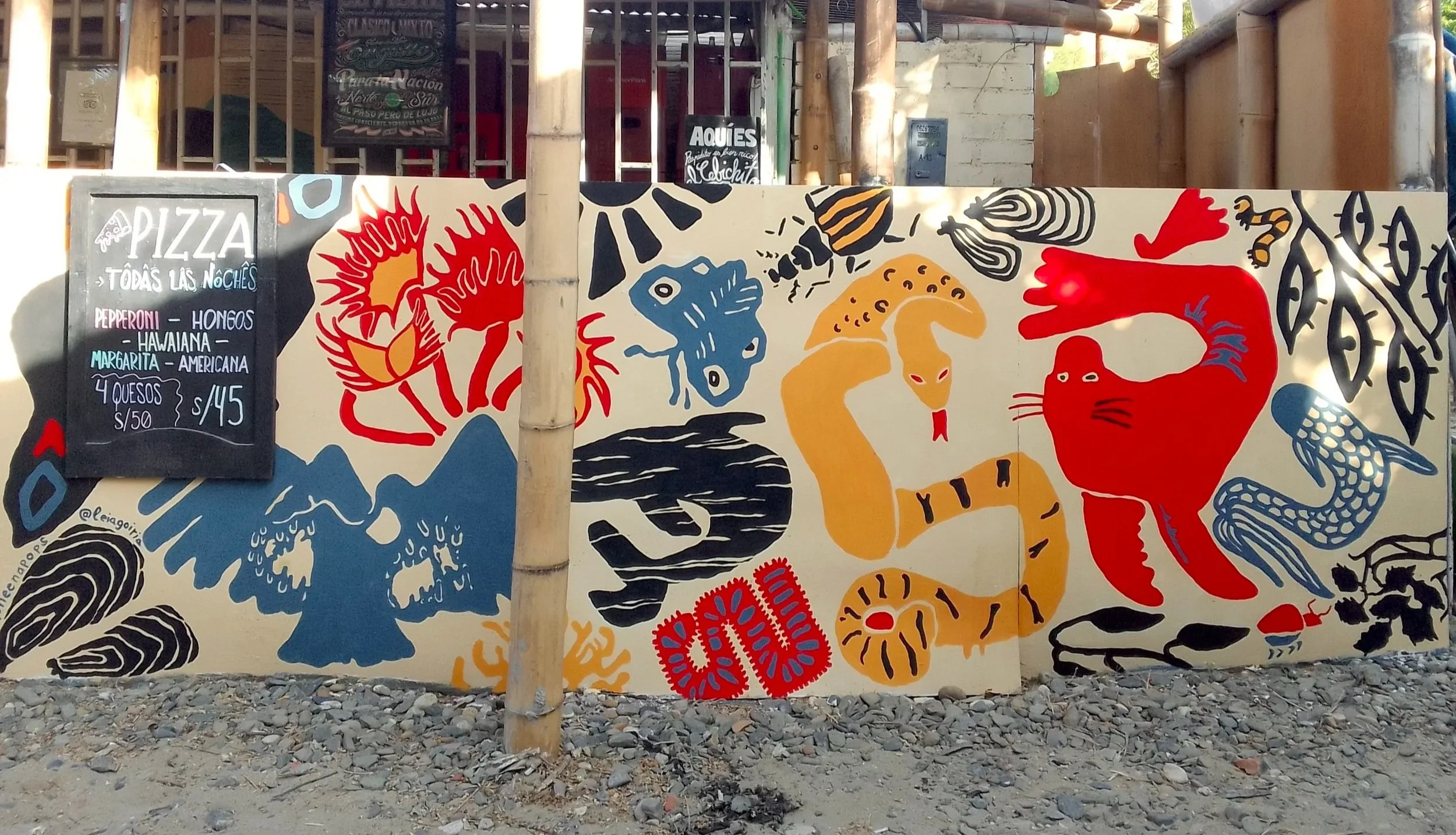 painted mural for la pyrámide del mar in punta sal, peru