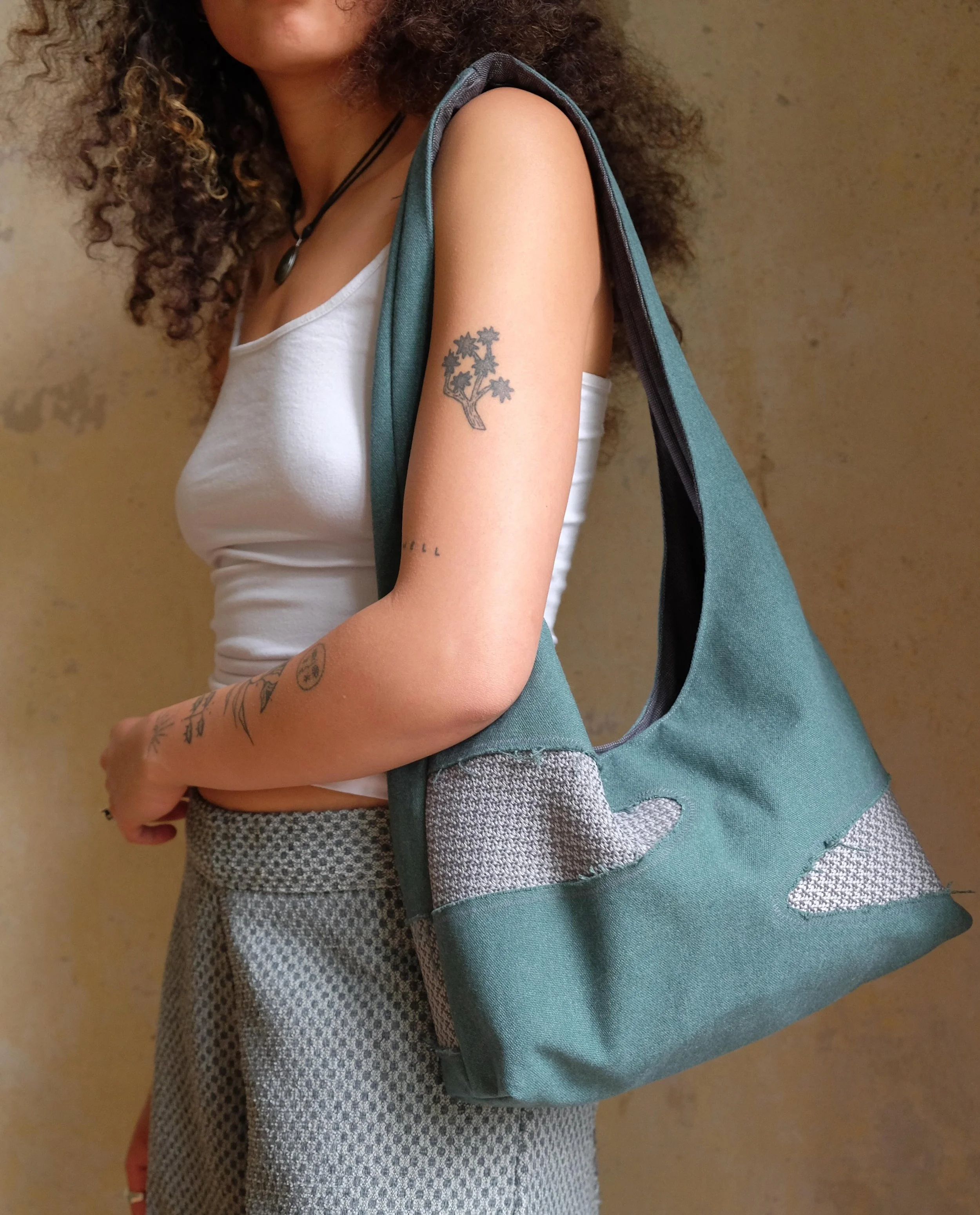 and some older versions!: 
small elipse bag - teal/grey
mixed deadstock upholstery fabric
&euro;45 + shipping (or free pickup berlin)
DM to purchase