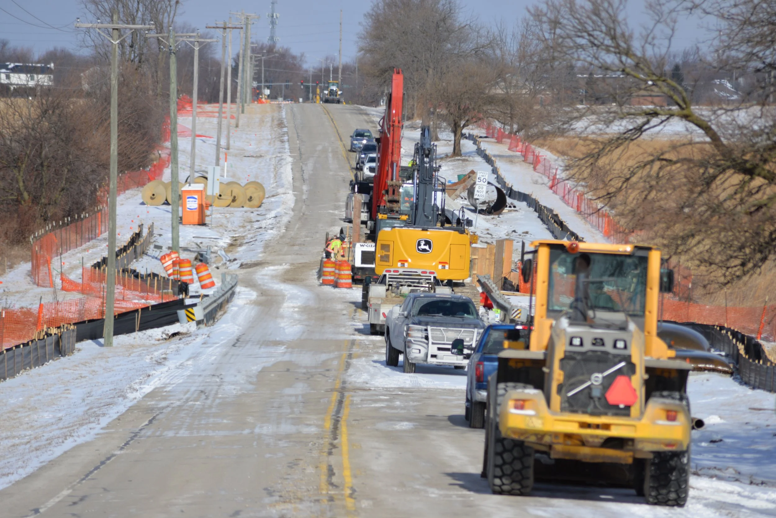 Construction along Book Road looking north towards 75th Street, January 2026