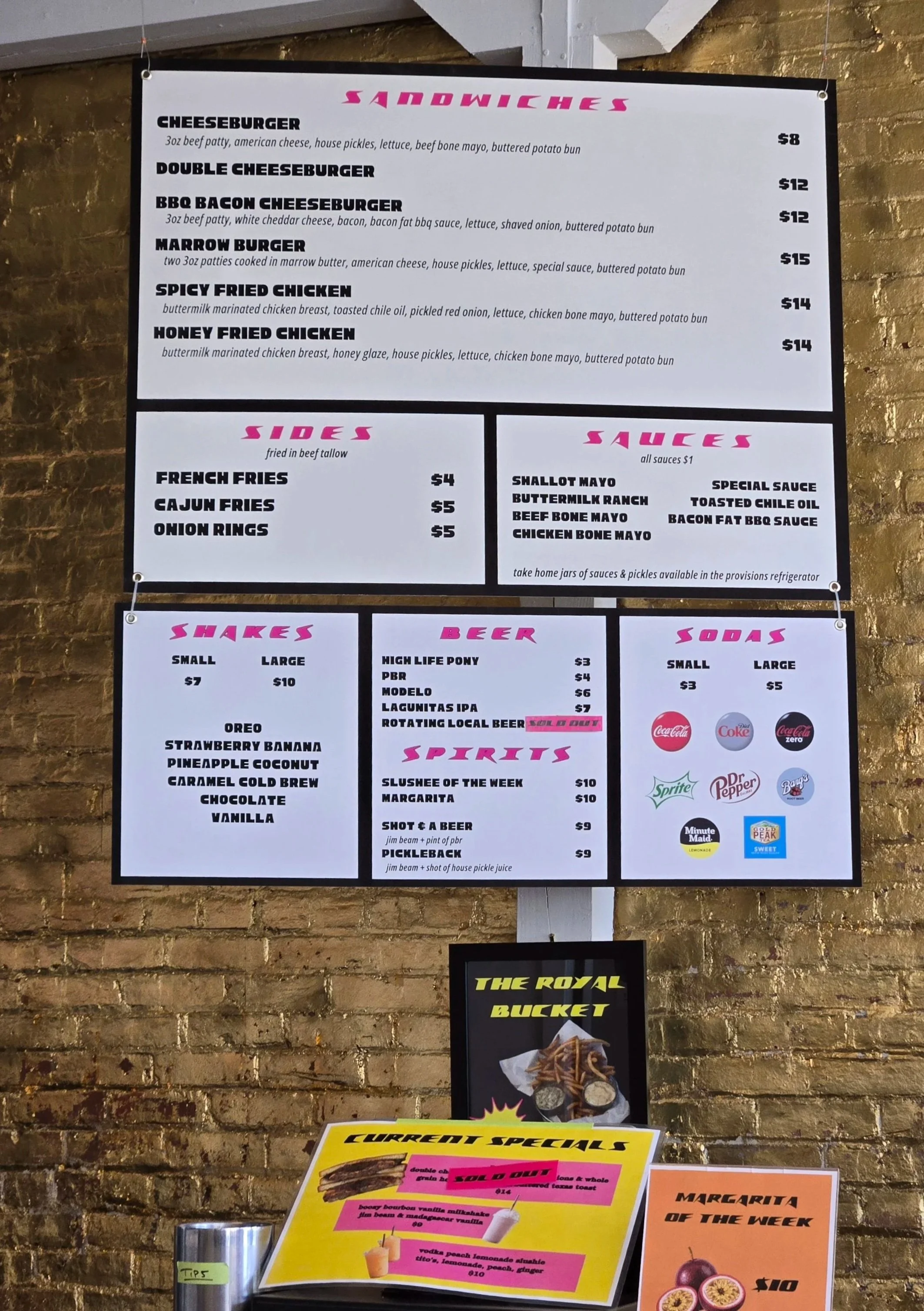 Menu at Accomplice 2026