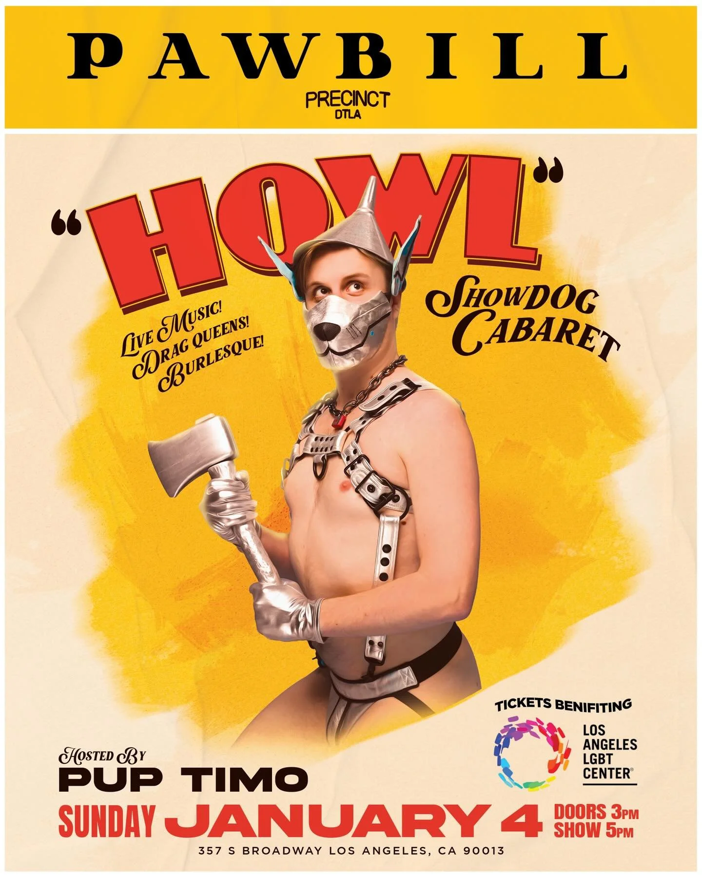 Christmas may be over but the fun is just beginning. 

HOWL Showdog Cabaret comes to @precinctdtla January 4th 3pm-9pm. All ticket proceeds go to the @lalgbtcenter 

Featuring live music, performances by @cybersexpuppy @ghostpupdume @hitchcockblondeq